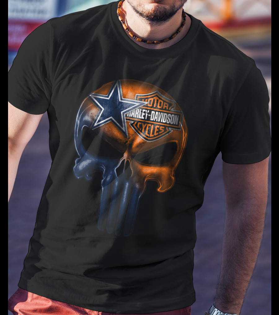 Harley Davidson Motor Cycles Dallas Cowboys Skull 09Hl T-Shirt