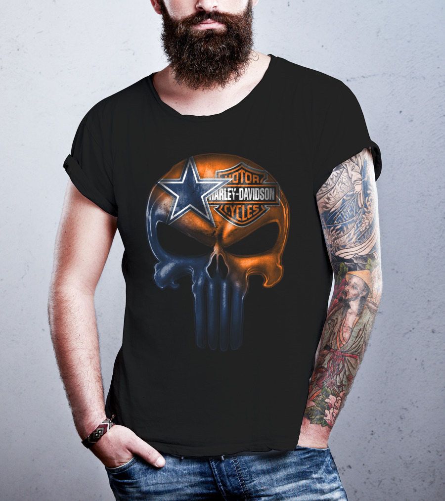 Harley Davidson Motor Cycles Dallas Cowboys Skull 09Hl T-Shirt