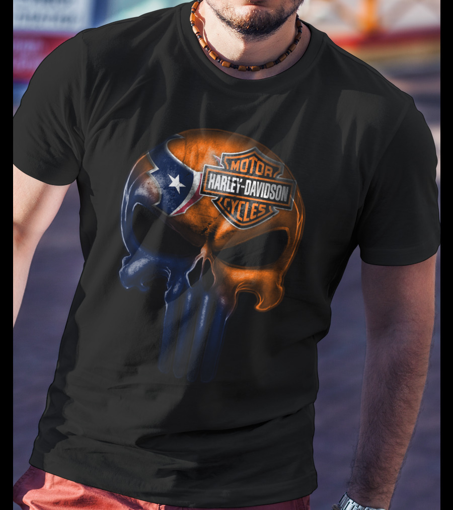 Houston Texans Harley Davidson Skull T-Shirt