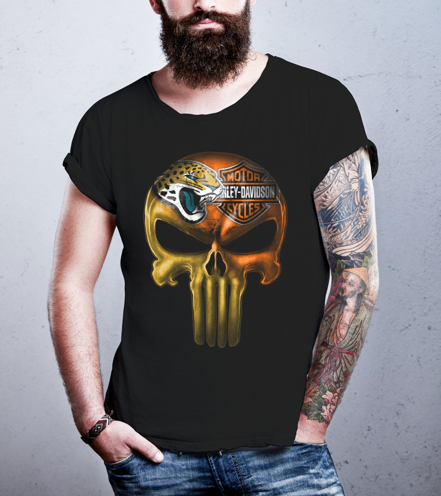 Jacksonville Jaguars Harley Davidson Skull T-Shirt
