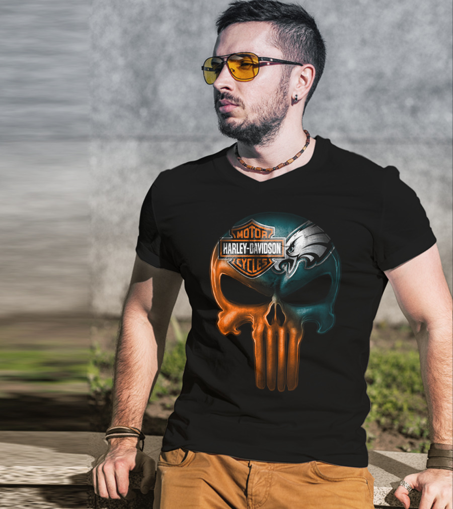 Harley Davidson Motor Cycles Eagles Skull T-Shirt