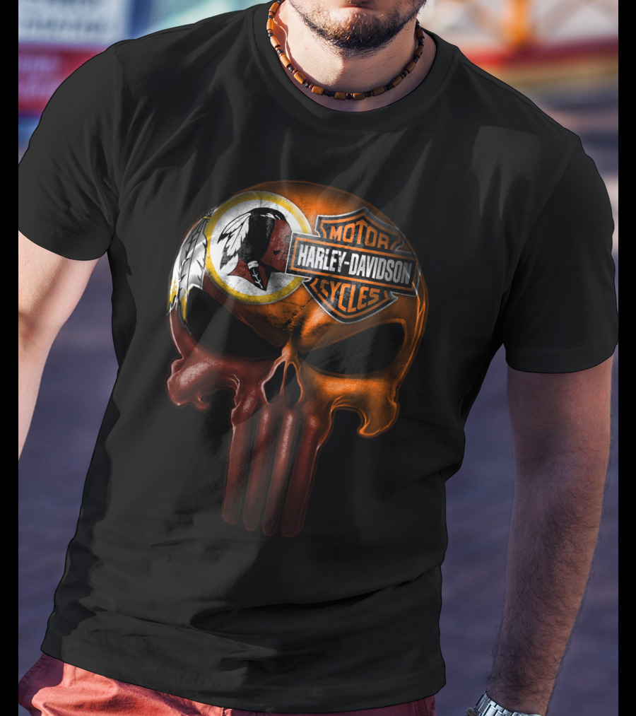 Harley Davidson Washington Football Crossover Skull T-Shirt