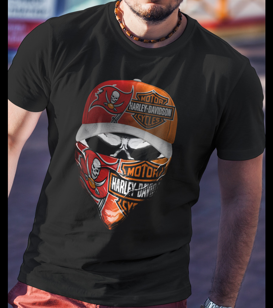 Tampa Bay Buccaneers Harley Davidson Skulls Combination T-Shirt