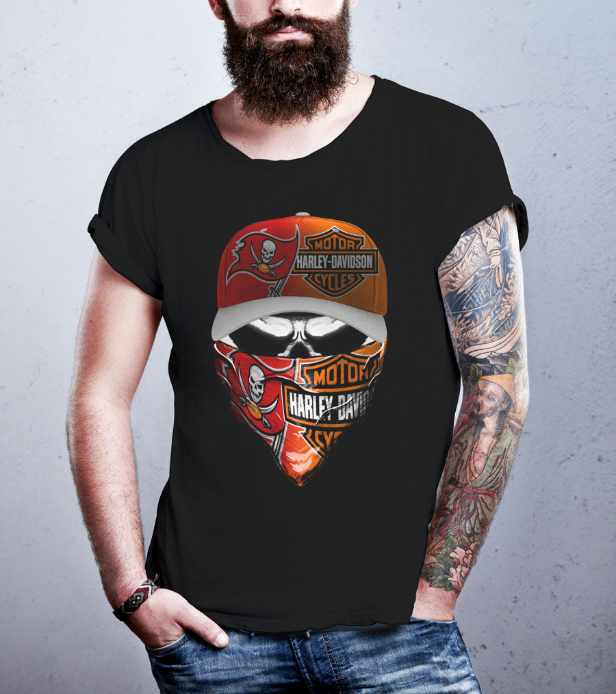 Tampa Bay Buccaneers Harley Davidson Skulls Combination T-Shirt