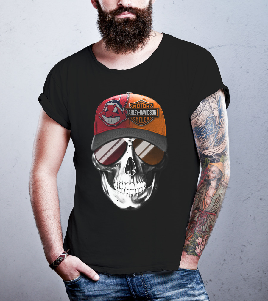 Cleveland Indians Harley Davidson Skull 11Ahl T-Shirt