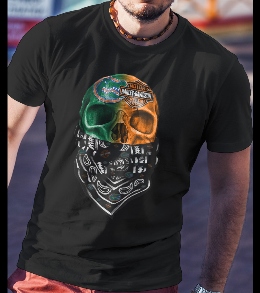 Harley Davidson Florida Gators Skull Bandana T-Shirt