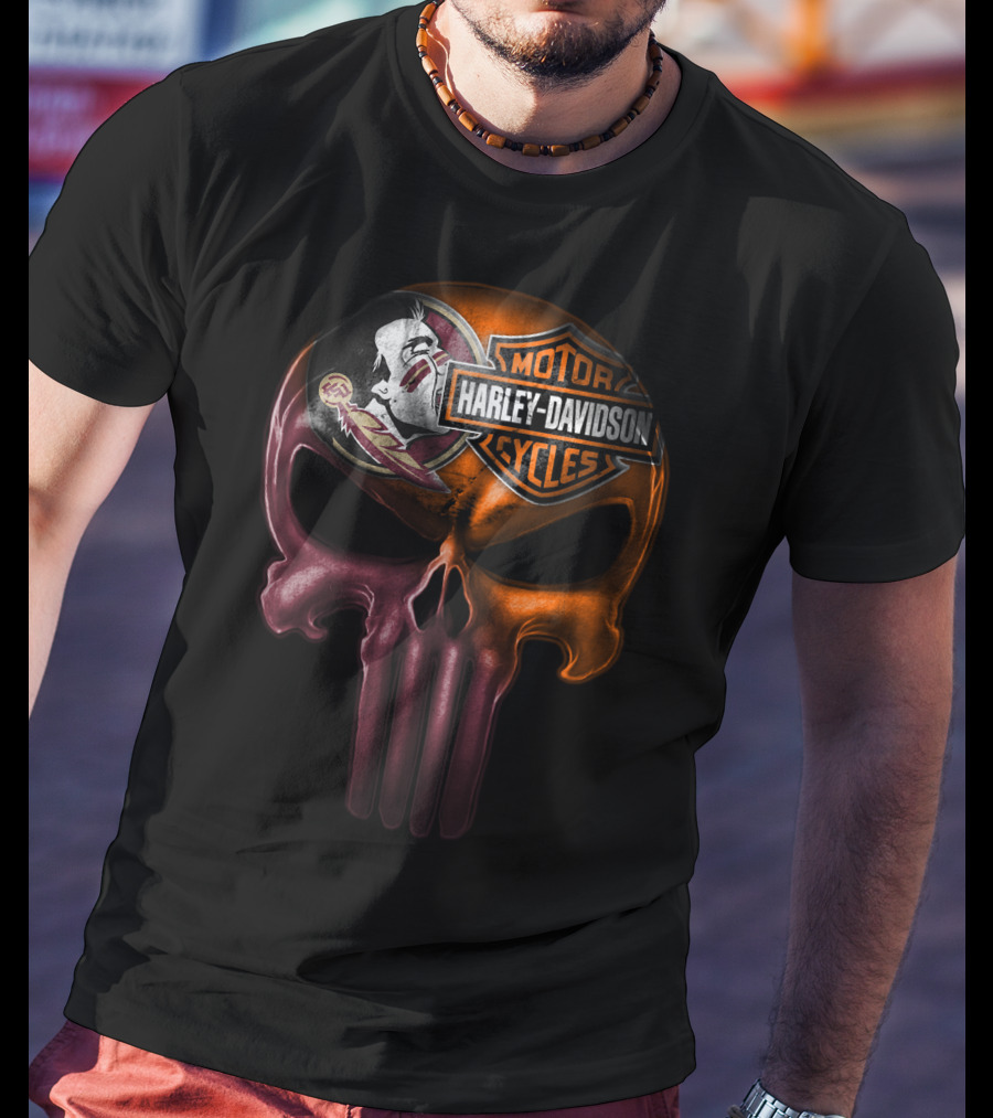 Harley Davidson And Seminoles Skull Fusion T-Shirt