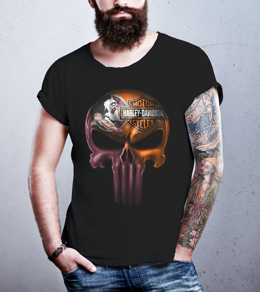 Harley Davidson And Seminoles Skull Fusion T-Shirt