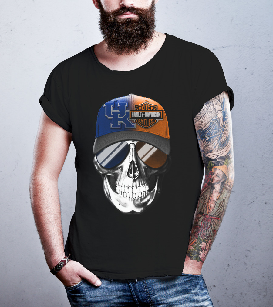 Kentucky Wildcats Harley Davidson Skull Hat T-Shirt