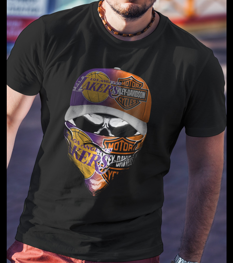 Los Angeles Lakers Harley Davidson Motorcycles Fusion T-Shirt