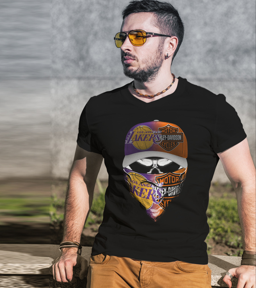 Los Angeles Lakers Harley Davidson Motorcycles Fusion T-Shirt
