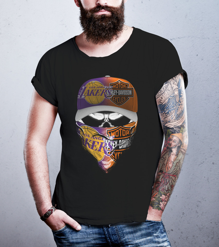 Los Angeles Lakers Harley Davidson Motorcycles Fusion T-Shirt