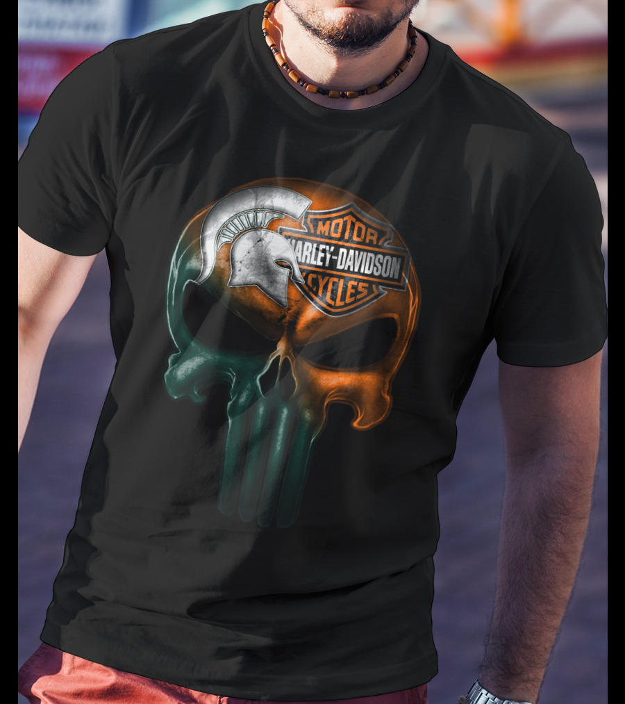 Harley Davidson Motor Cycles Spartan Helmet Skull T-Shirt