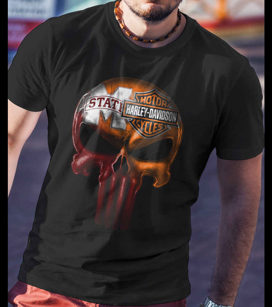 Mississippi State Harley Davidson Punisher T-Shirt