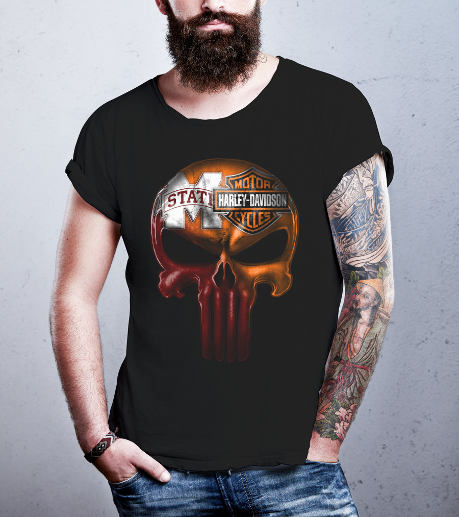 Mississippi State Harley Davidson Punisher T-Shirt