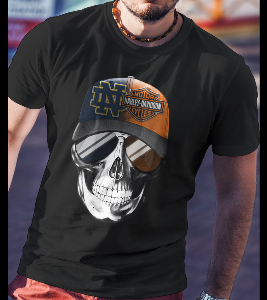 Harley Davidson Notre Dame Skull Cap Split T-Shirt