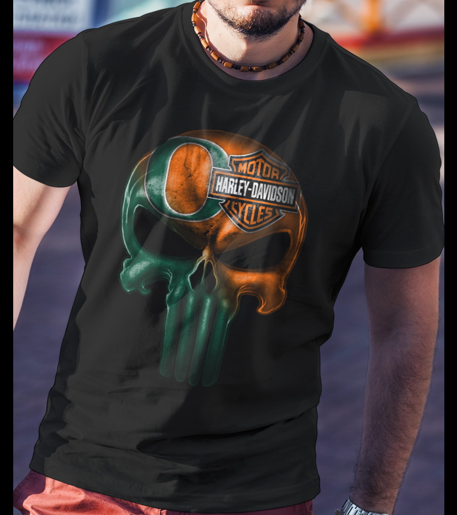 Oregon Harley Davidson Punisher Skull 35Ahl T-Shirt