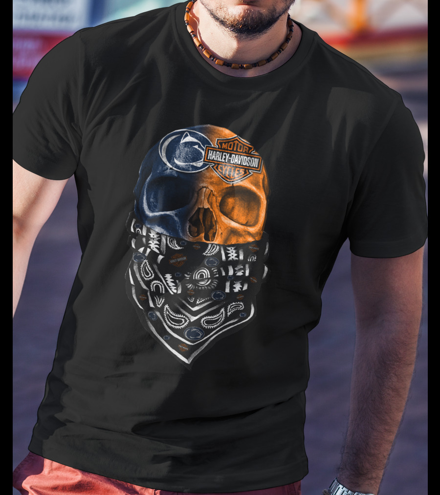 Harley Davidson Penn State Skull Bandana T-Shirt