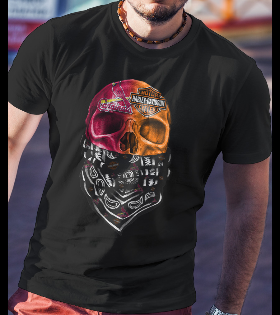 Cardinals Harley Davidson Skull Bandana T-Shirt