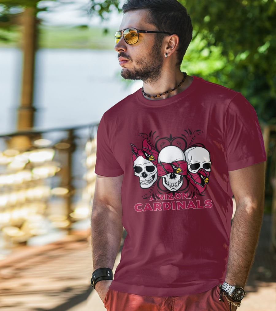 Arizona Cardinals Three Skulls T-Shirt
