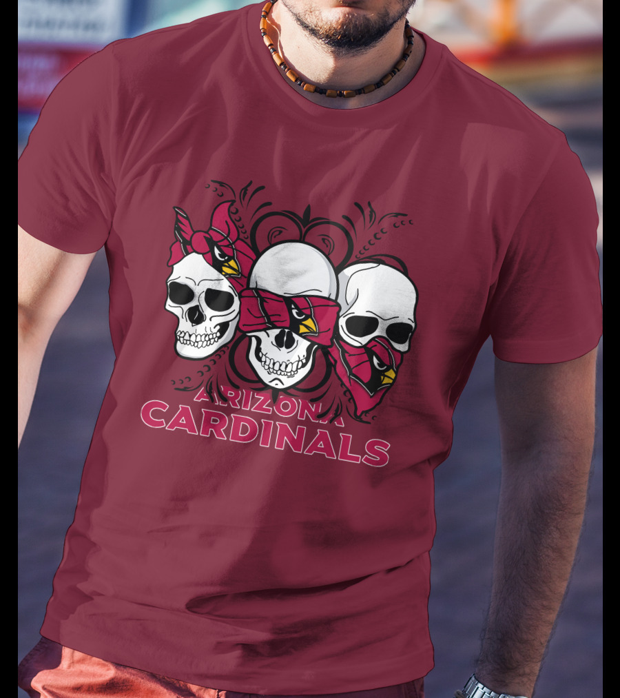 Arizona Cardinals Three Skulls T-Shirt