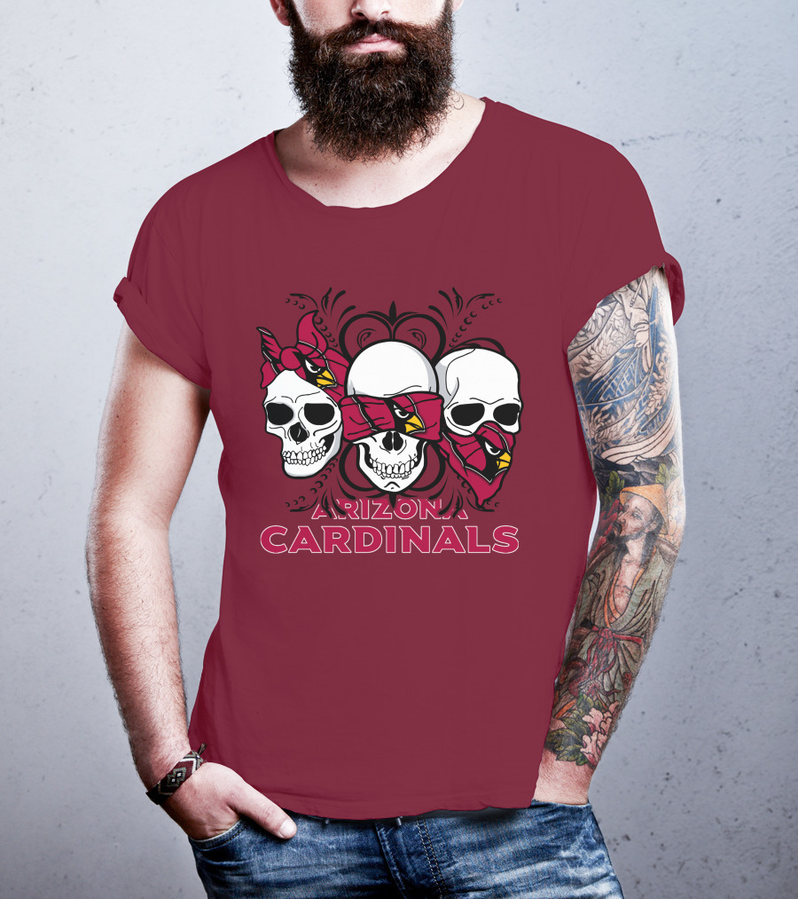 Arizona Cardinals Three Skulls T-Shirt