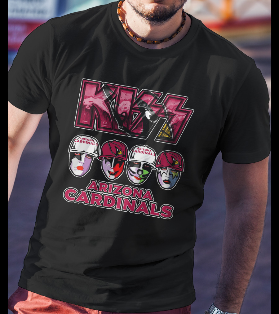 Kiss Arizona Cardinals Rock Band Face Paint Helmet T-Shirt