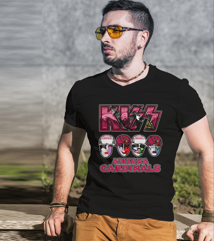 Kiss Arizona Cardinals Rock Band Face Paint Helmet T-Shirt