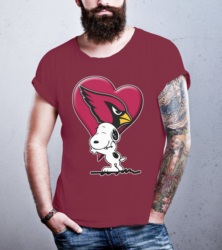 Snoopy Hugging Heart Arizona Cardinals T-Shirt