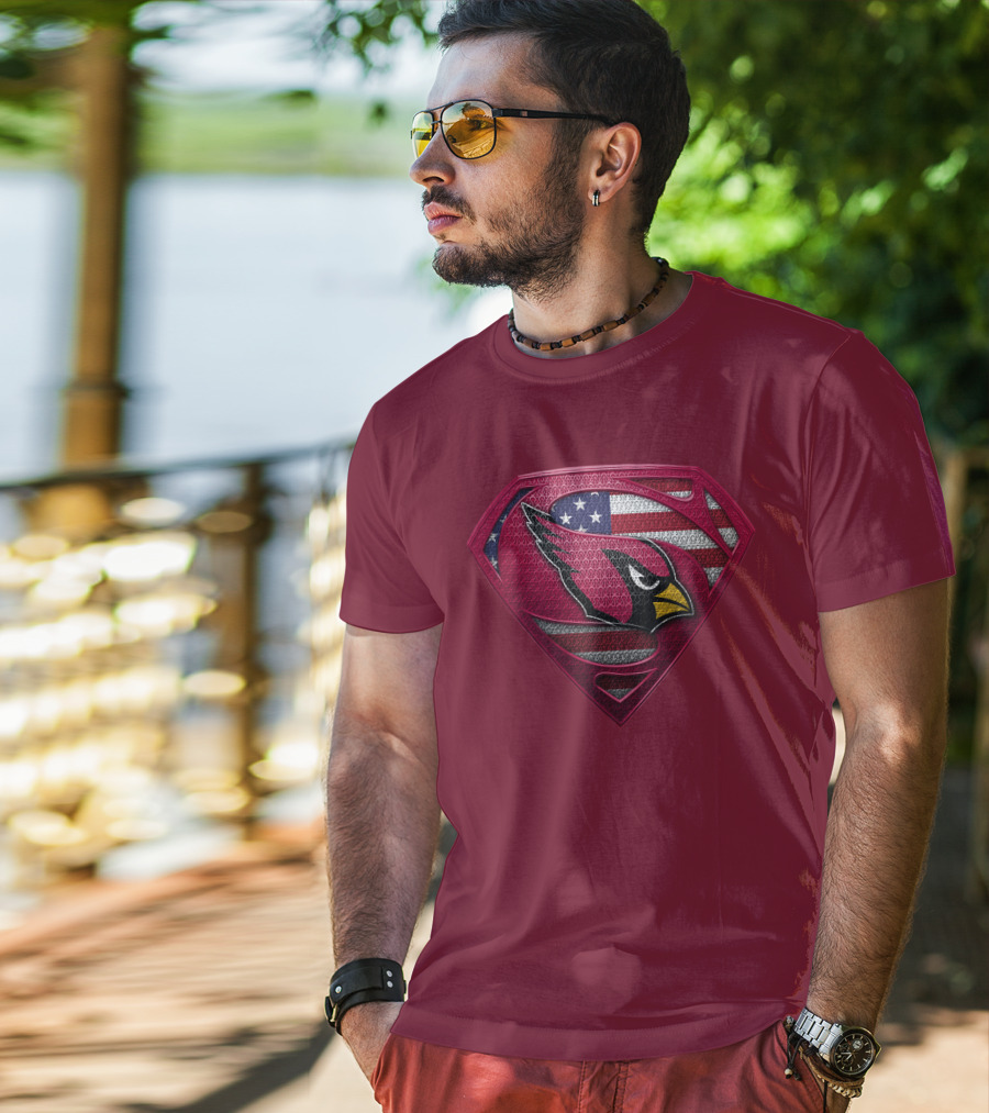 Arizona Cardinals Superman American Flag T-Shirt