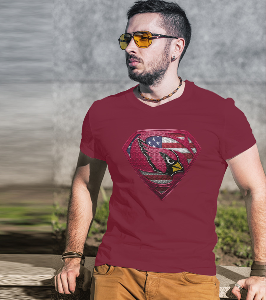 Arizona Cardinals Superman American Flag T-Shirt