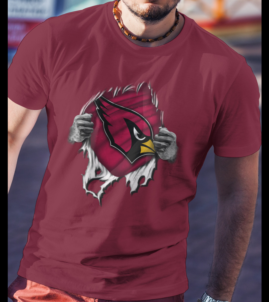 Torn Arizona Cardinals Emblem Revealed By Hands T-Shirt