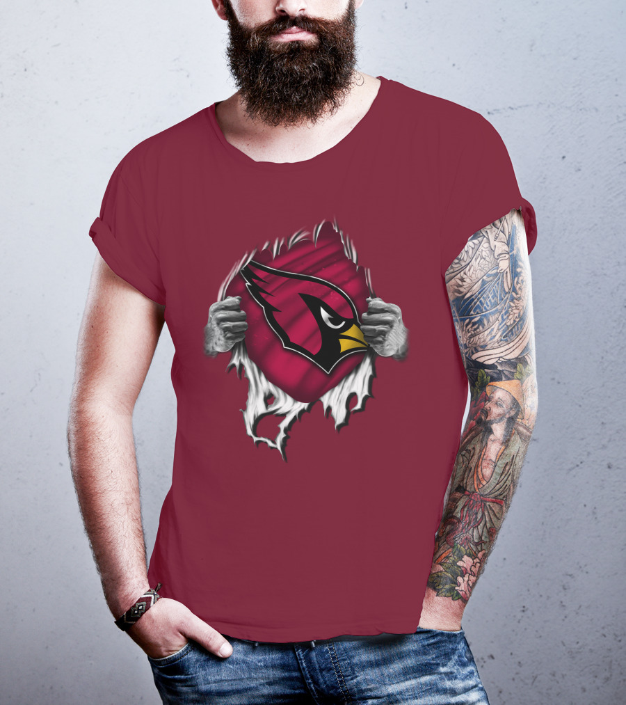 Torn Arizona Cardinals Emblem Revealed By Hands T-Shirt