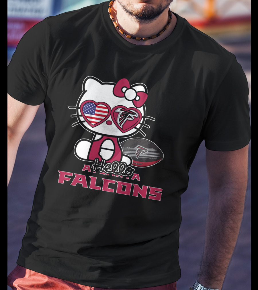 Hello Kitty Atlanta Falcons American Flag Football T-Shirt