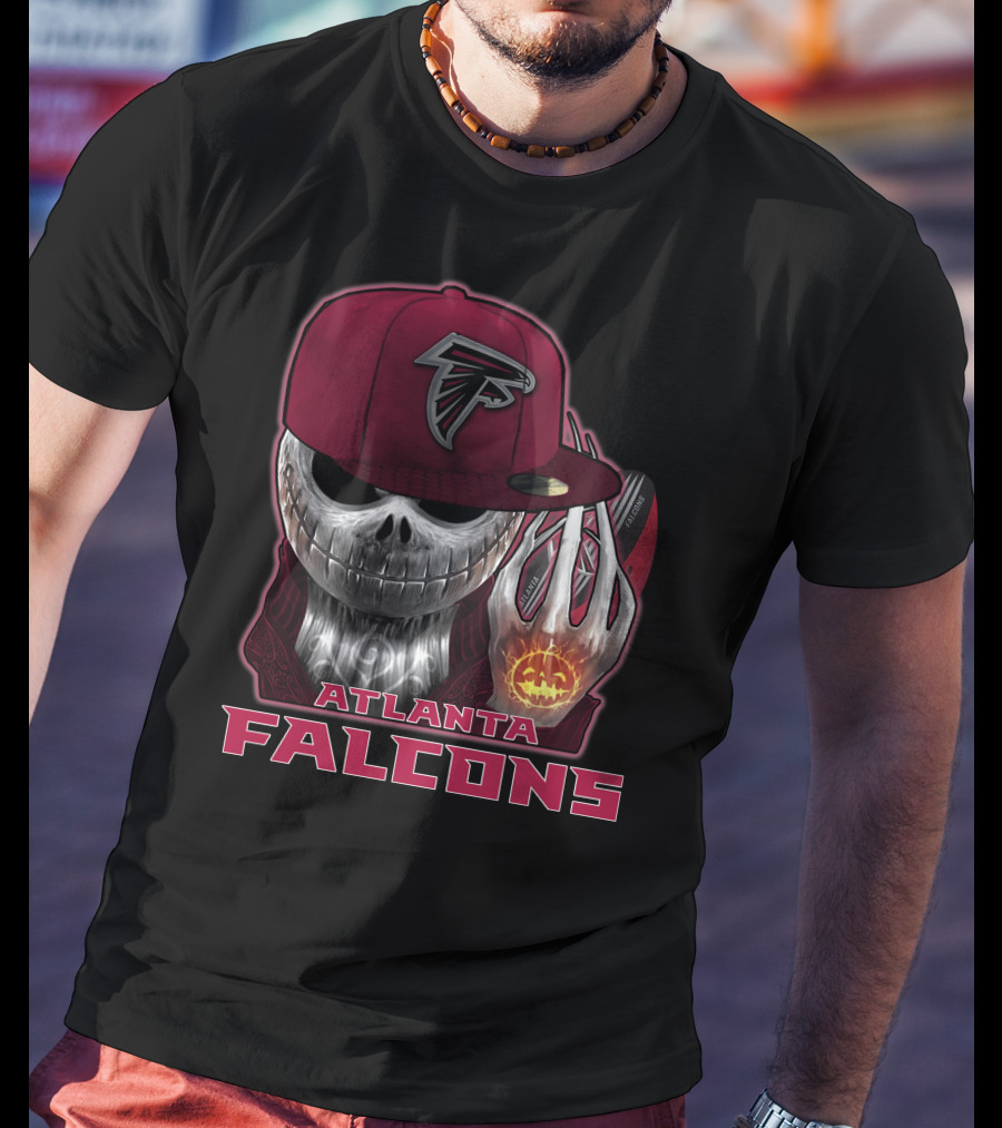 Jackskull Atlanta Falcons Halloween Football Skull T-Shirt