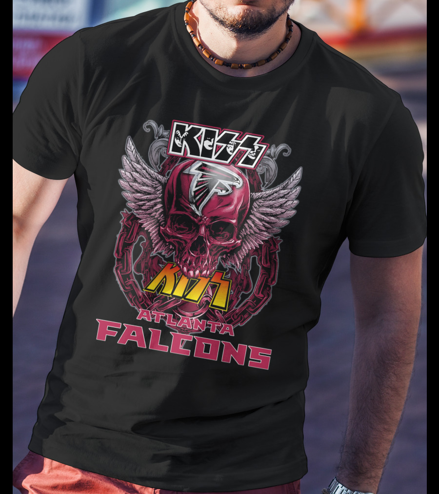 Kiss Atlanta Falcons Skull Wings Chain T-Shirt
