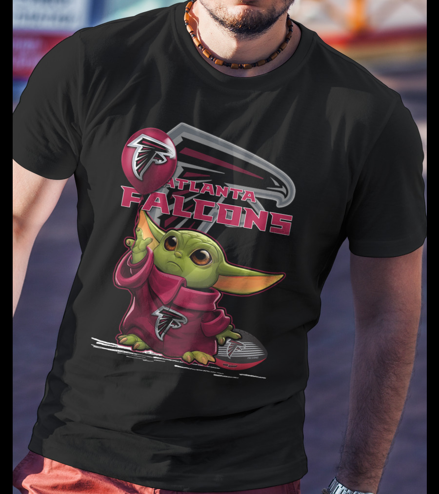 Atlanta Falcons Baby Yoda Holding Balloon T-Shirt
