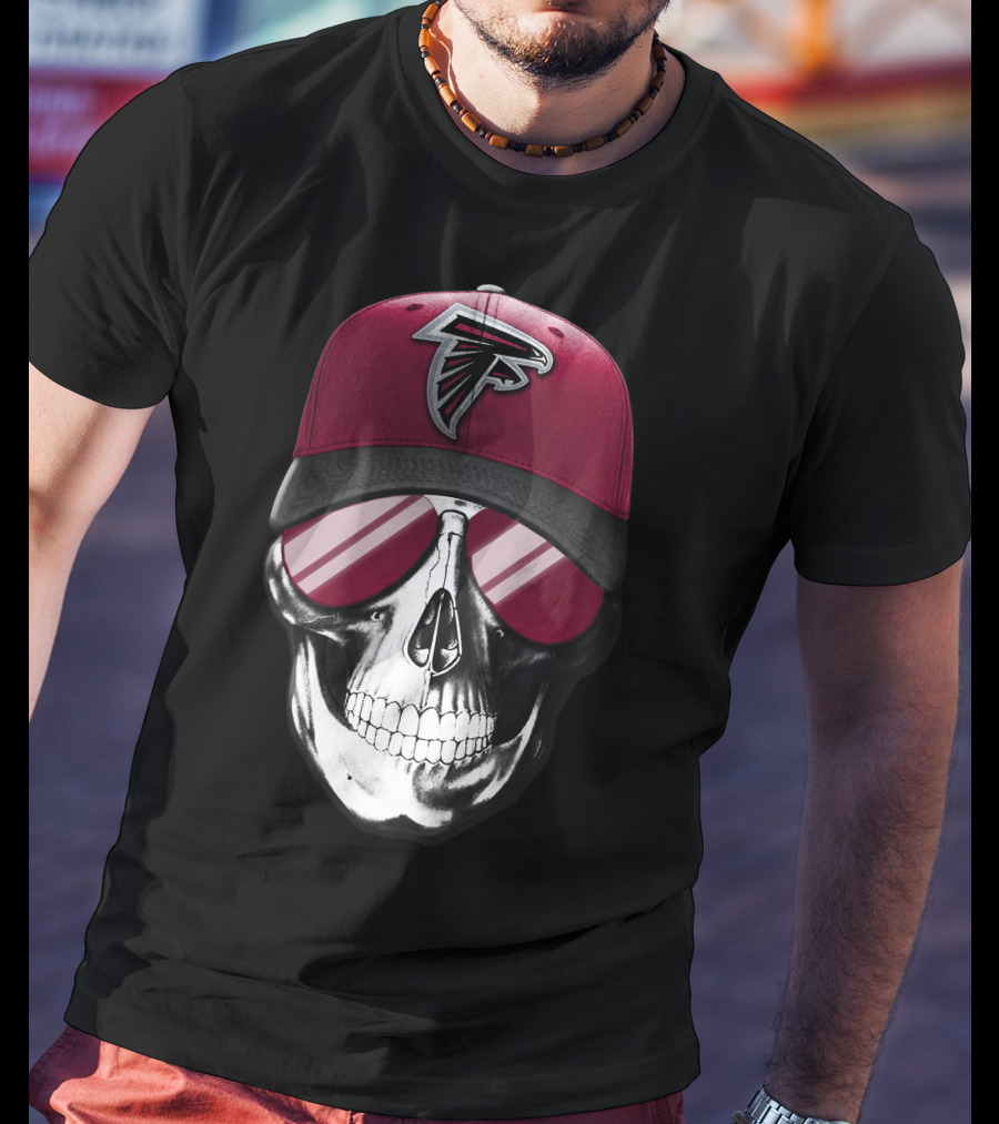 Atlanta Falcons Skull Red Cap T-Shirt