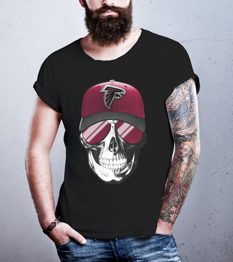 Atlanta Falcons Skull Red Cap T-Shirt