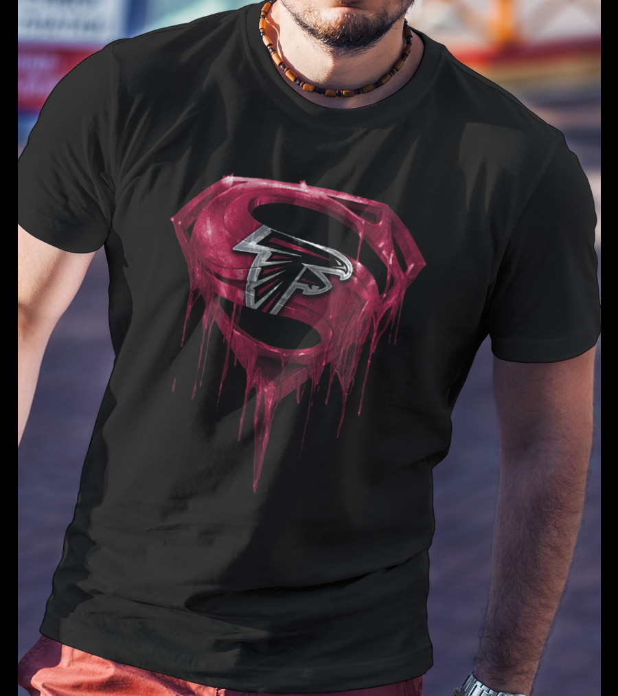 Atlanta Falcons Logo With Dripping Red Superman Shield T-Shirt