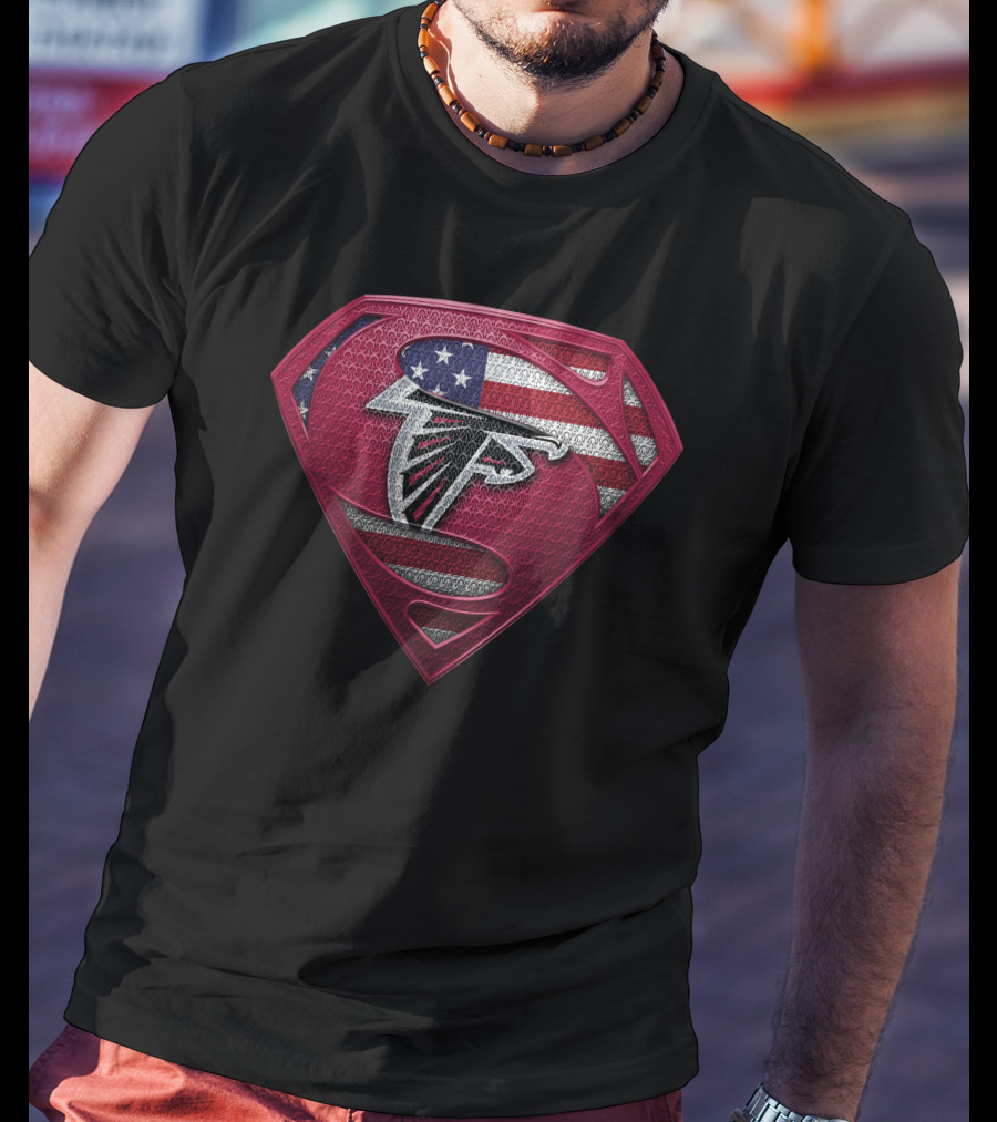 Atlanta Falcons Superman Logo American Flag T-Shirt