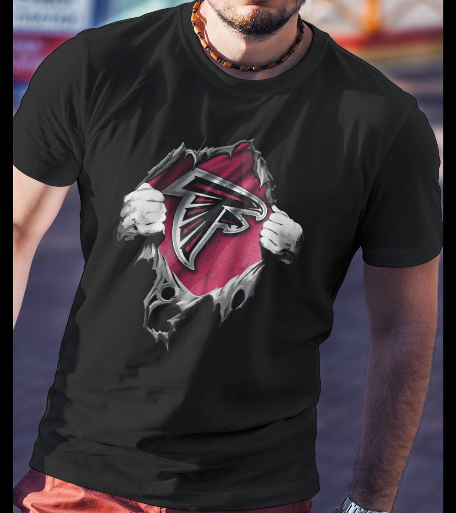 Torn Ripped Atlanta Falcons Emblem NFL T-Shirt