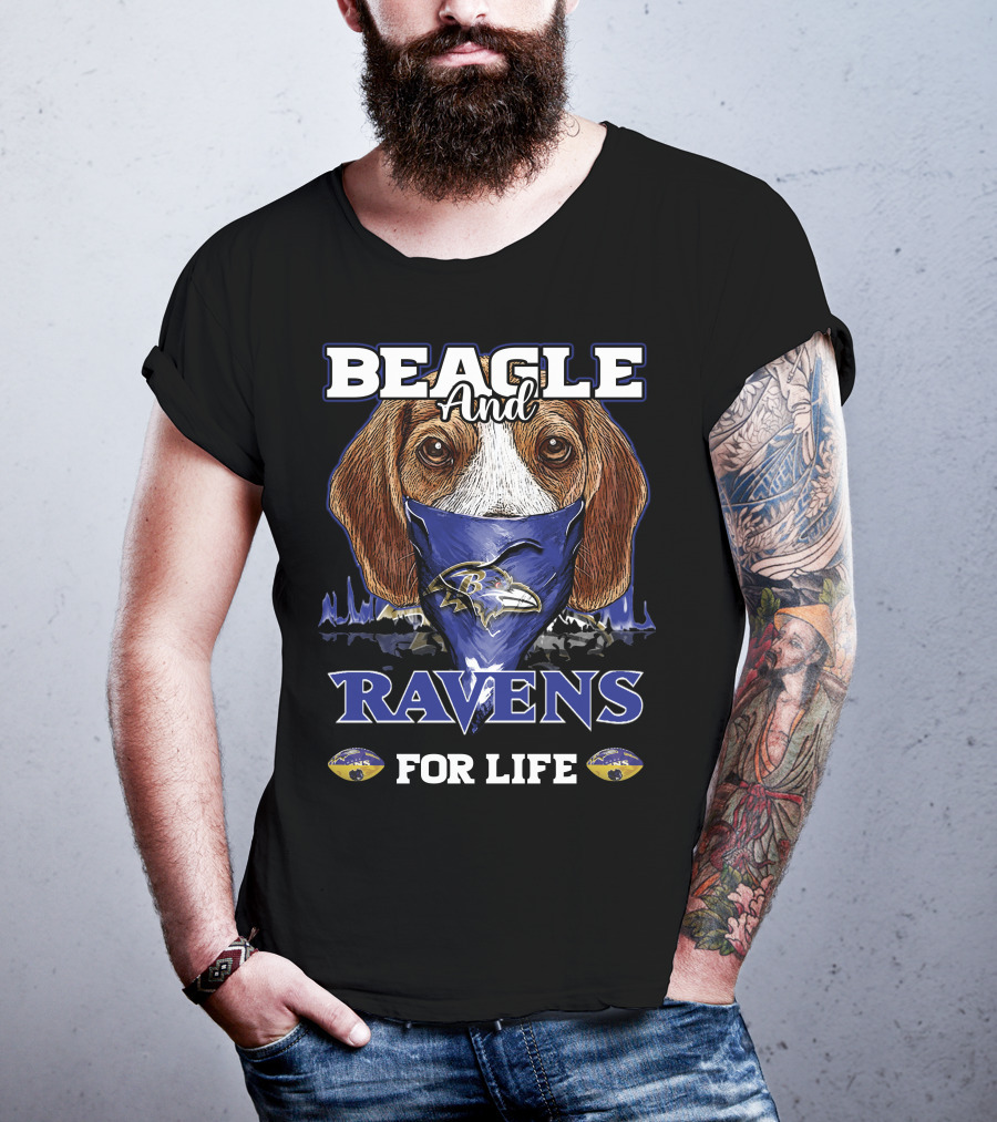 Beagle And Ravens For Life Baltimore Ravens T-Shirt