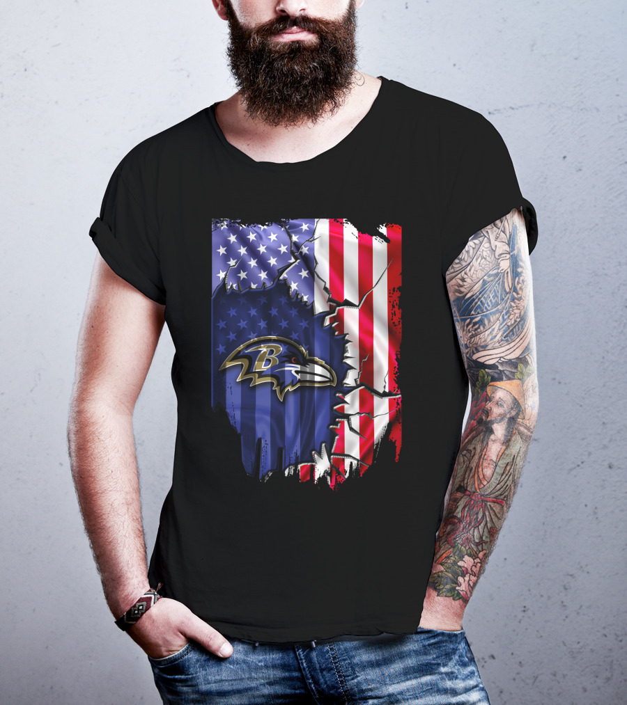 Flag Baltimore Ravens American Flag Stars And Stripes Ravens T-Shirt