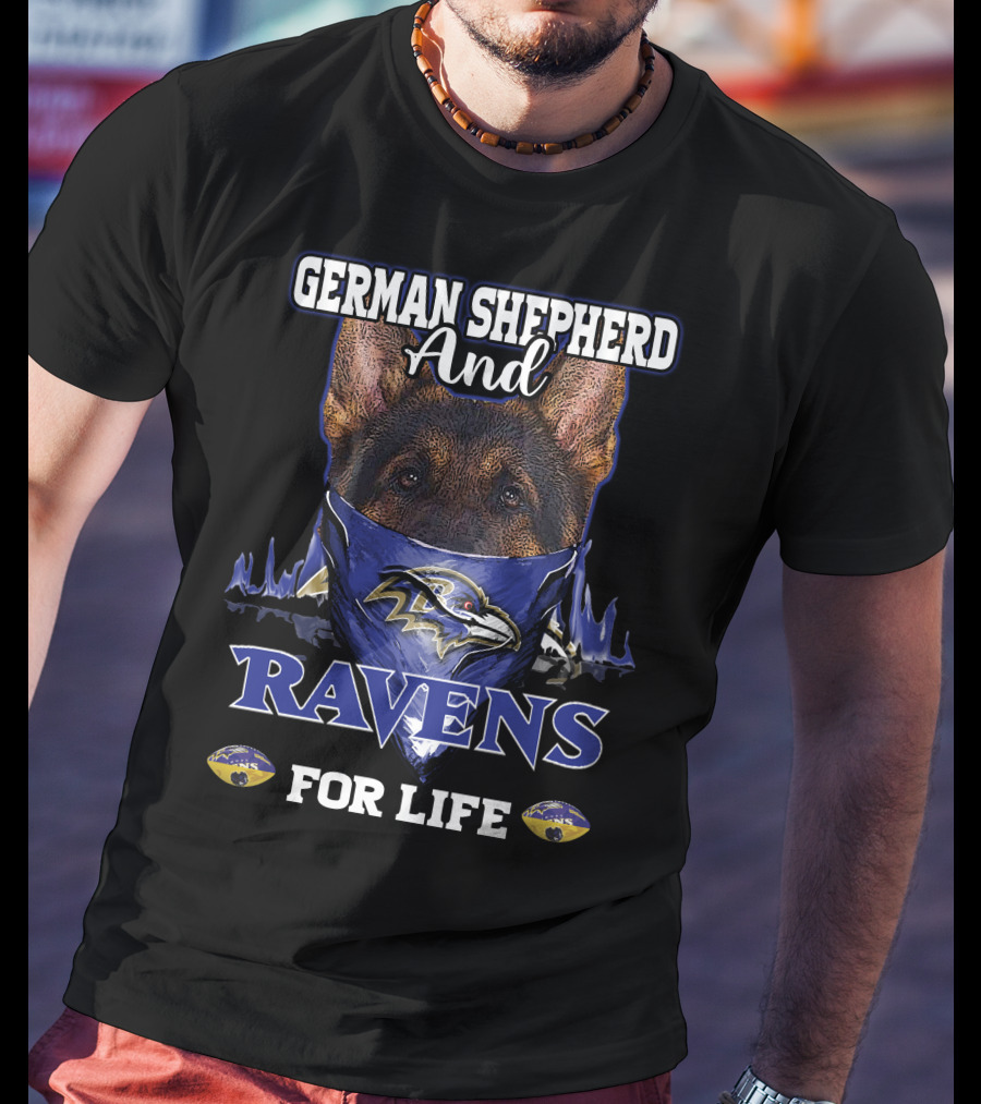 German Shepherd And Ravens For Life T-Shirt