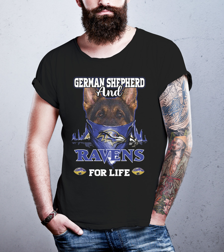 German Shepherd And Ravens For Life T-Shirt
