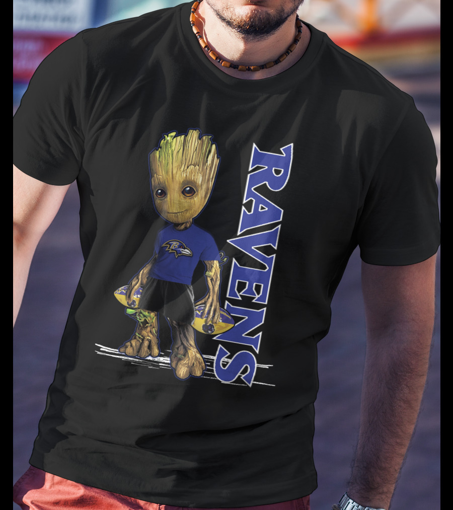 Groot Ravens Baltimore Football Fan T-Shirt
