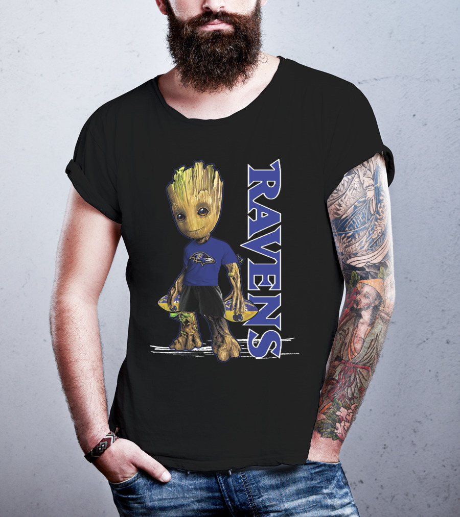 Groot Ravens Baltimore Football Fan T-Shirt