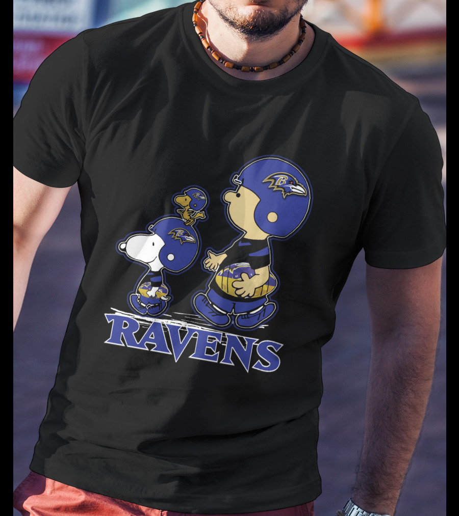 Snoopy Woodstock Baltimore Ravens Football Peanuts T-Shirt
