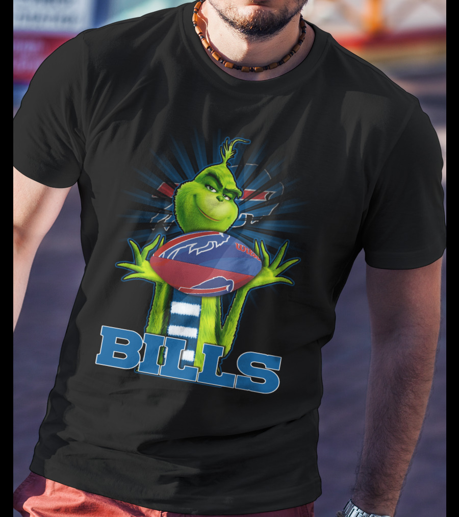 Grinch Holding Buffalo Bills Football T-Shirt